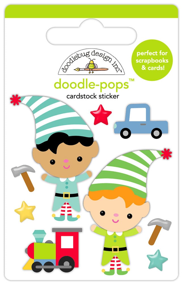 D8BF9851-826E-4A76-9501-21914758E7DA Doodlebug Doodle-Pops Oh What Fun SANTA'S ELVES 3D Stickers - Image 1