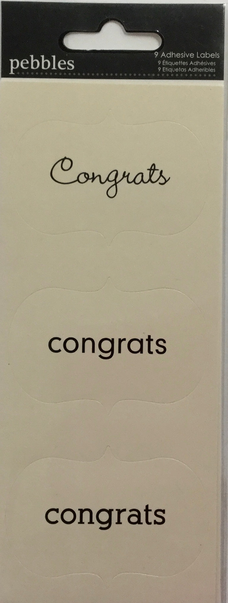 D9EE4C92-1226-4852-ADE2-FF0AE6E986C4 Pebbles CONGRATS Adhesive Labels 9pc. - Image 1