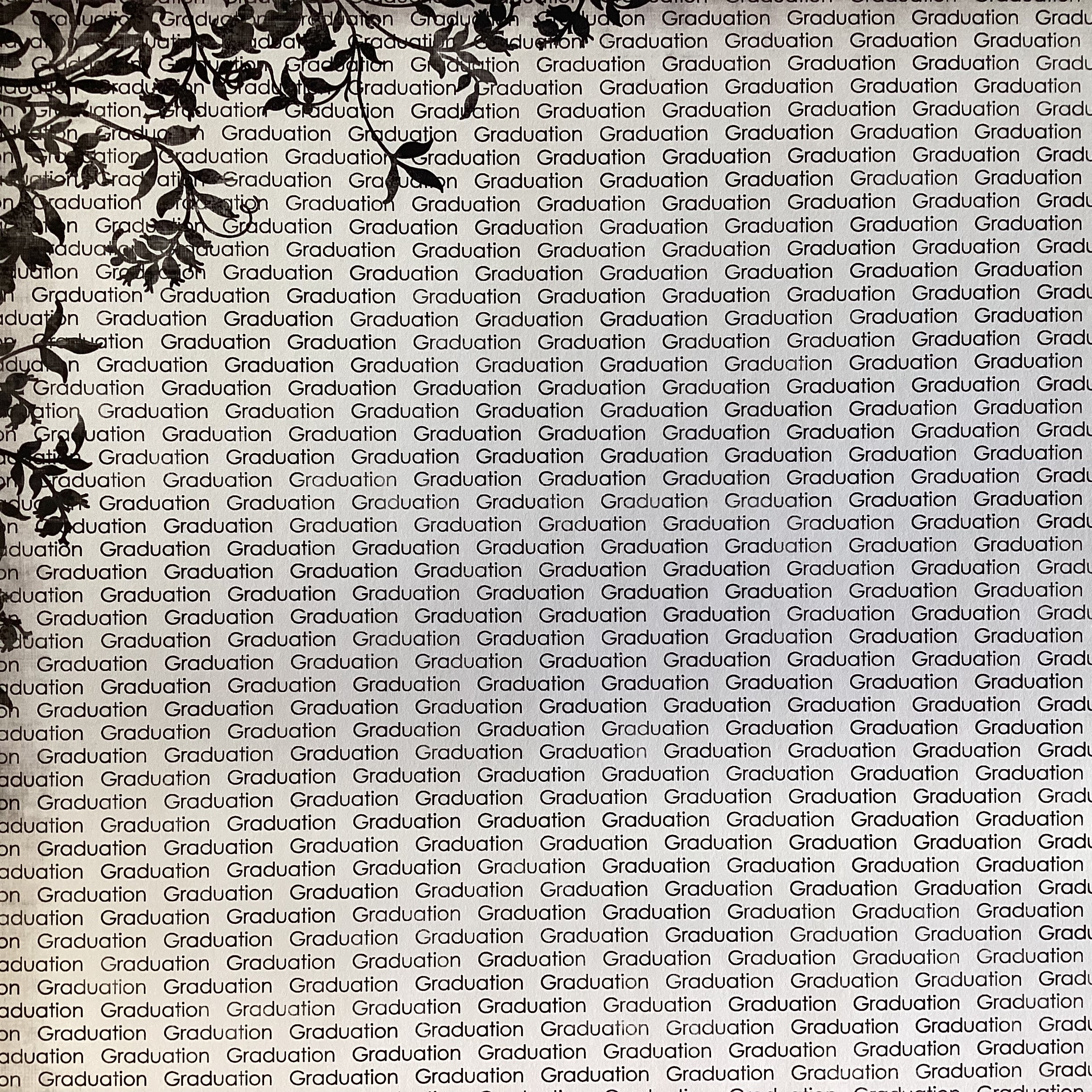 DABCF87B-BAF1-4B71-9D5D-CE6630BB7FE7 GRADUATION FLORAL LEFT BLACK School 12"X12" Scrapbook Paper - Image 1