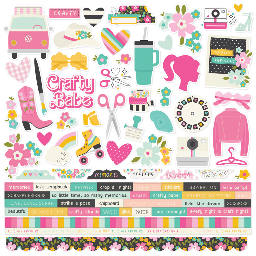 DAFC4274-58F3-4FFF-B673-7A82B3FFDD6E Simple Stories CRAFTY BABE Cardstock Stickers 79pc - Image 1