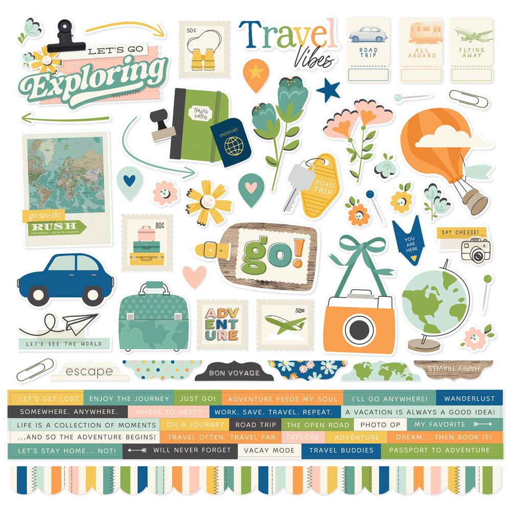 DB1E4811-22B3-49AA-A9B5-EF8182D27763 Simple Stories HAPPY TRAVELS Cardstock Stickers - Image 1