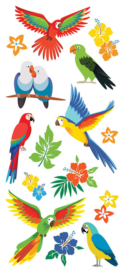 DE2D3C8F-DF4A-4141-974F-7A64AAB9D389 Paper House TROPICAL BIRDS 3D Puffy Stickers 15pc - Image 1