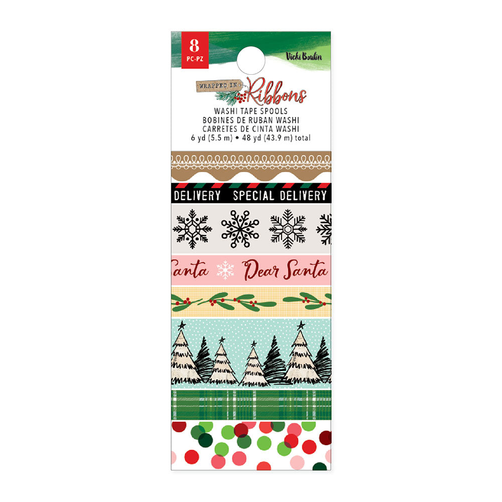 DE5DC6DC-35D5-4E22-9A40-3092347FD7D7 Vicki Boutin WRAPPED IN RIBBONS Washi Tape 8pc - Image 1