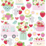 Doodlebug BERRY SWEET Icons Cardstock Stickers