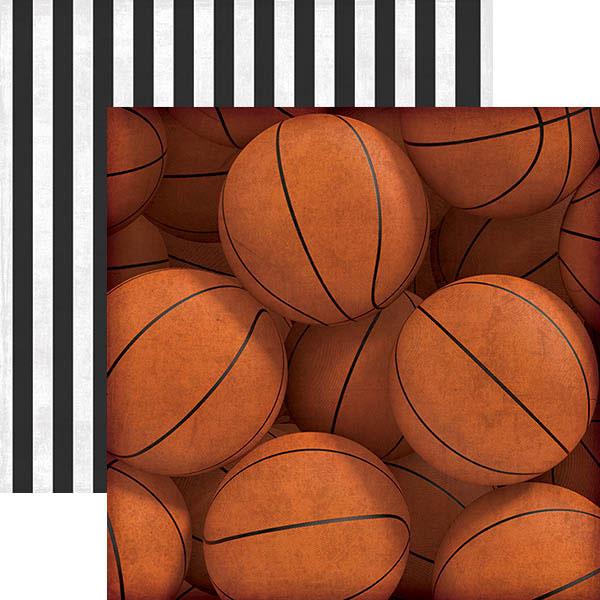 E4E1C2EB-6F4C-4CBA-B267-6E911D63CA29 Paper House ALL STAR BASKETBALL 12"X12" Scrapbook Paper - Image 1