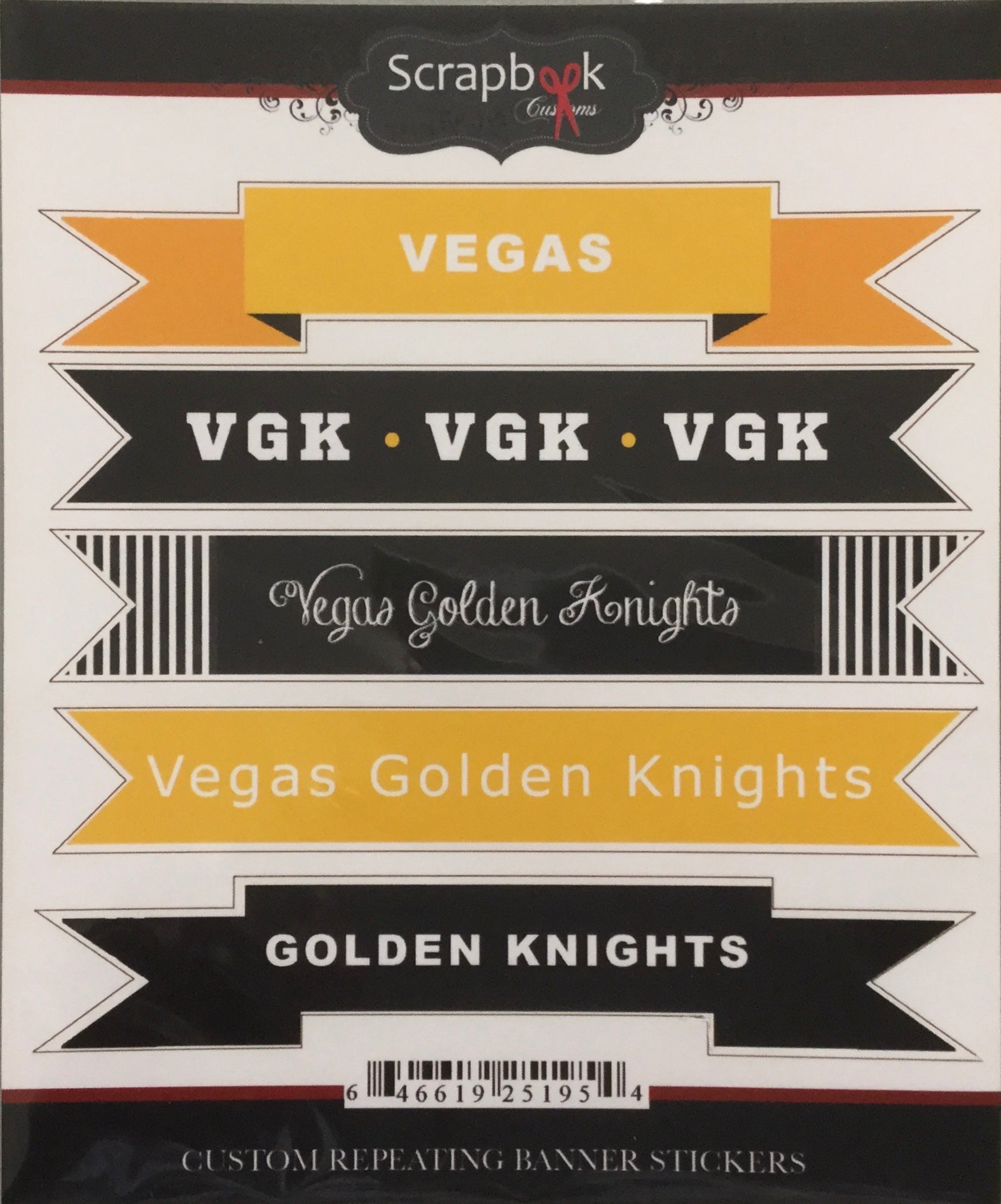 E541B74E-E452-4BCF-AF51-A4A4D52E7BA5 VEGAS GOLDEN KNIGHTS Banner Stickers 5 pc Scrapbook Customs - Image 1