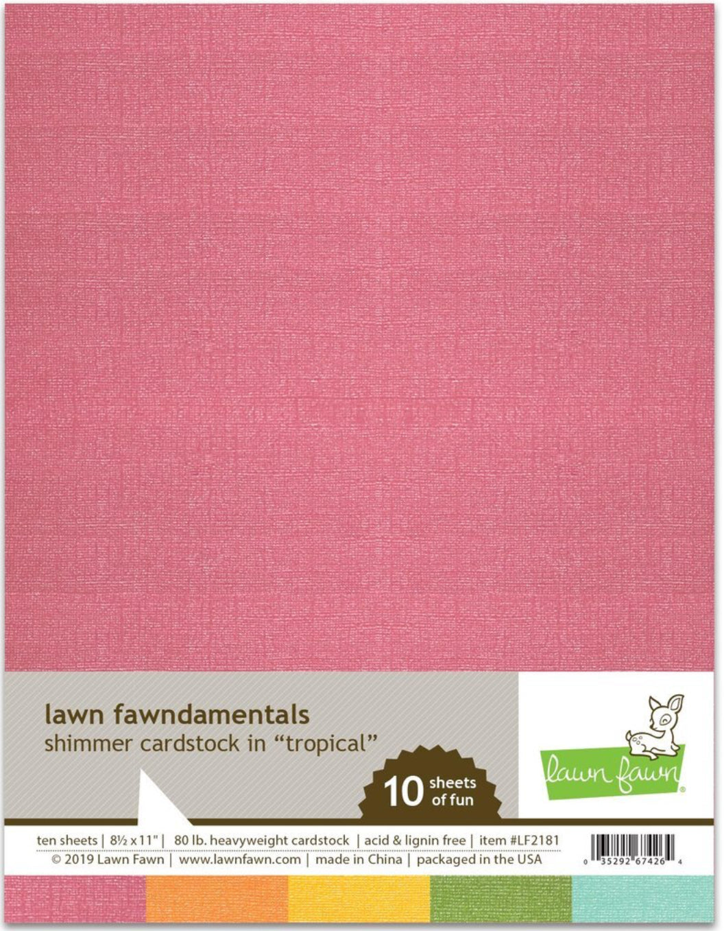 E61D391B-794B-4B44-A816-1B92F5A77EB7 Lawn Fawn TROPICAL 80lb. Shimmer Cardstock 10 Sheets - Image 1