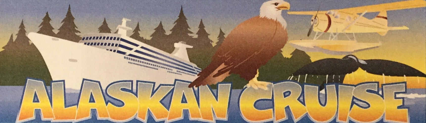 EA6B5BA2-8F60-4516-A0F0-5A3F81A1954C ALASKAN CRUISE Title Travel Colored DieCut 1pc 2”X8” AK - Image 1