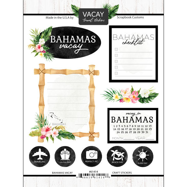 EBBDF2DF-77A1-4FA5-970F-5CCE9314D5A8 Scrapbook Customs BAHAMAS VACAY Travel Stickers 10pc - Image 1