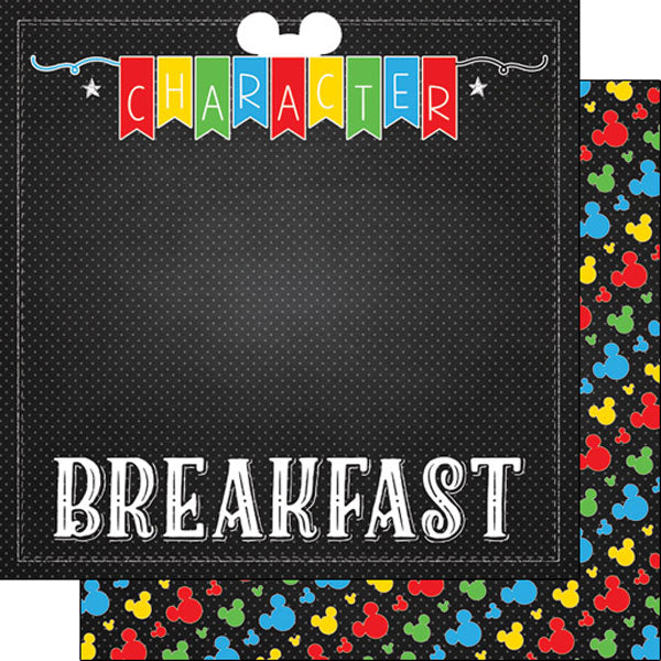 EDC8B463-809C-41E1-AF92-7403C1D55F16 Disney CHARACTER BREAKFAST BANNER DS 12"X12" Scrapbook Paper - Image 1