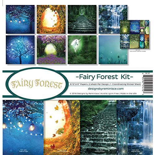 F07C7515-8FA6-48F0-A94D-440D4B2CD4AE Reminisce FAIRY FOREST KIT 12"X12" Scrapbook Paper Stickers 9pc - Image 1