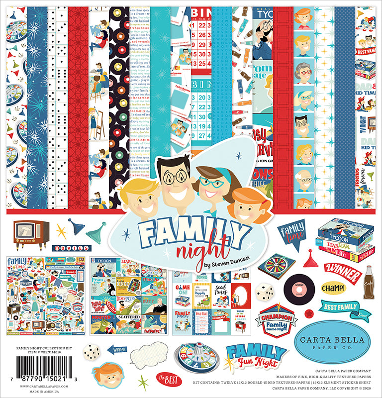 F1DC431B-79D2-404D-A770-147ABF7FD4FC Carta Bella 12"x12" FAMILY NIGHT 13pc COLLECTION KIT - Image 1