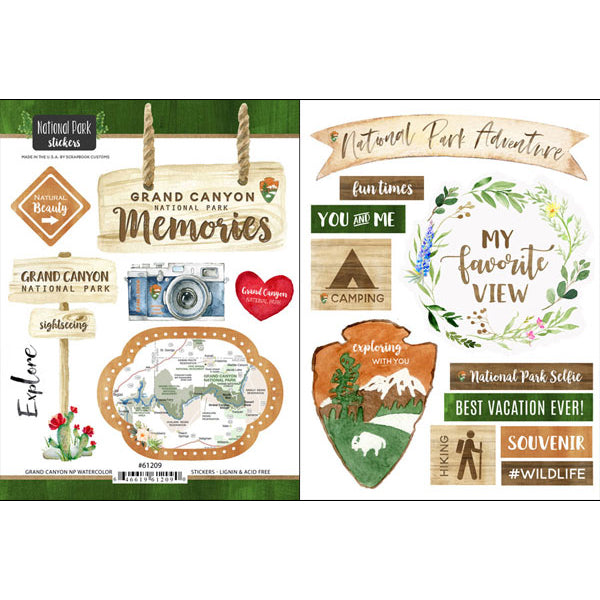 F302FCF1-1B2C-4893-BDA2-4FD98E18B681 National Park GRAND CANYON Stickers 18pc Scrapbook Customs - Image 1