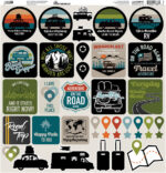 Reminisce ON THE ROAD 12"X12" DieCut Stickers 42pc