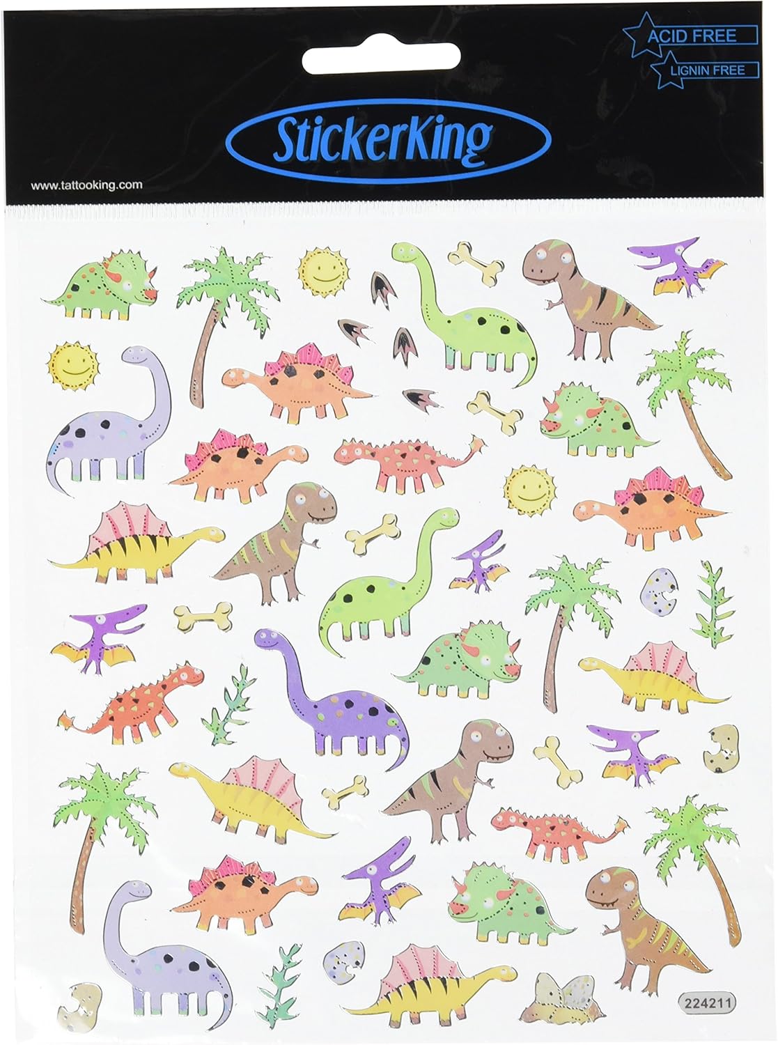F66C2100-CE33-400E-8E47-C8AC0779EB48 Sticker King DINOS Dinosaurs Foil Stickers 60pc - Image 1