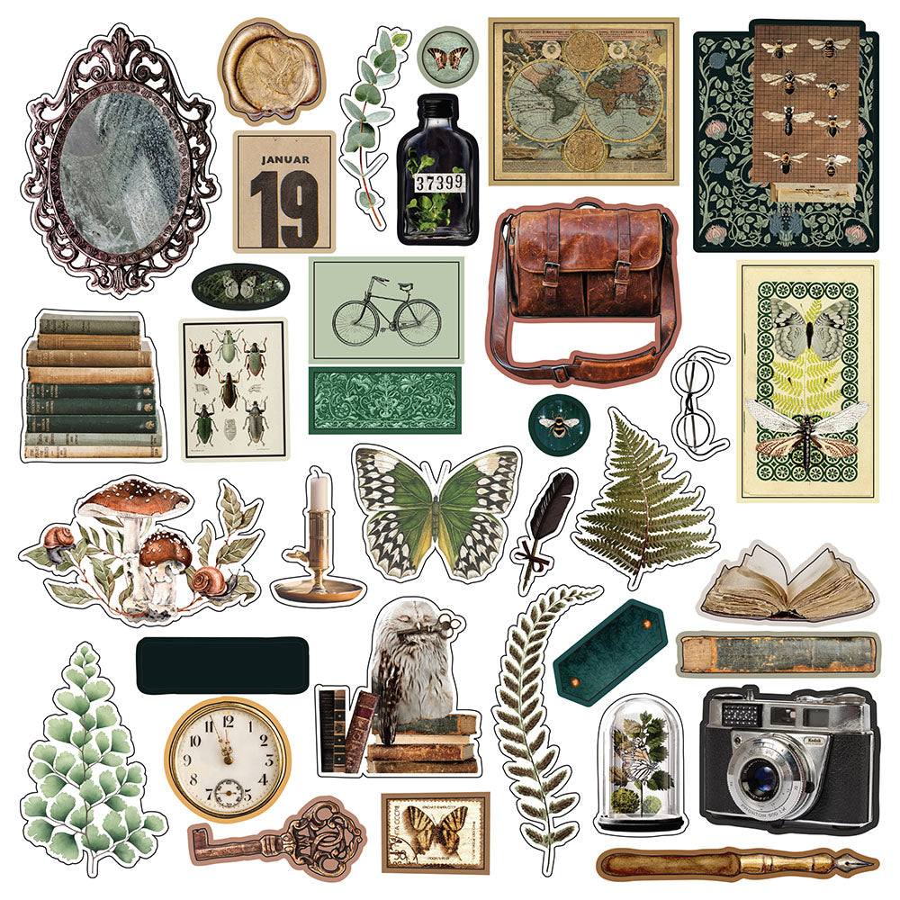 F6B0A09E-1841-4902-8054-15E7F66E4E26 Prima Nature Academia EPHEMERA 4.5"X6” 70pc Diecuts - Image 1