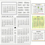 Small Stamps MINI CALENDAR Clear Stamps 27pc