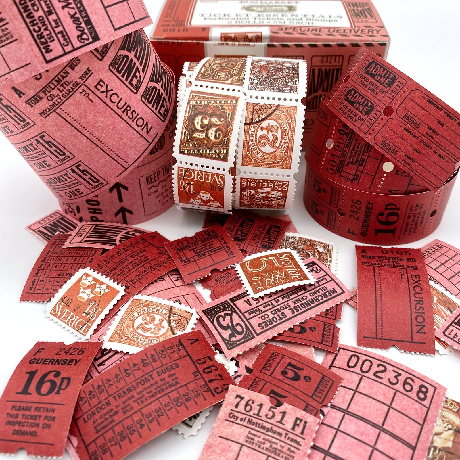 F8437540-1440-4D72-A579-ADDC7417B1D0 49 and Market Vintage Bits TICKET ESSENTIALS SALSA Perforated Tickets & Stamps 3 Rolls - Image 1