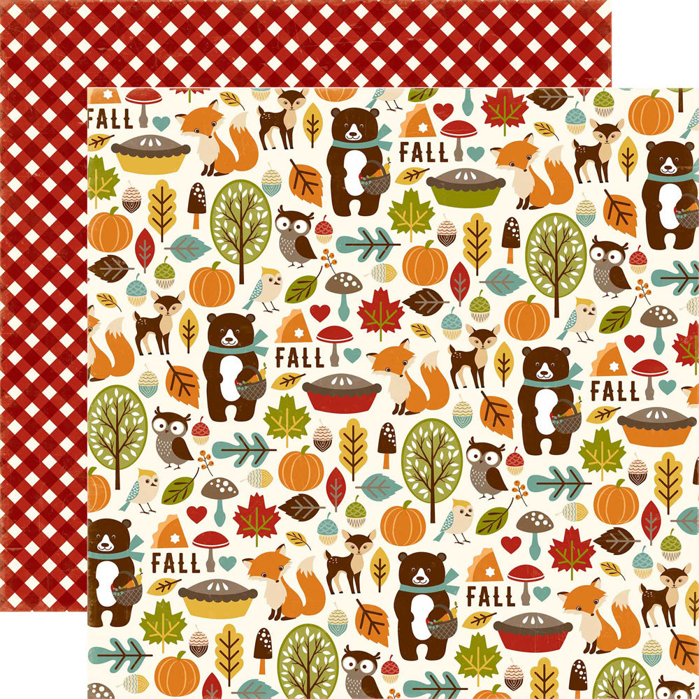 F84C36DA-ACFD-489E-9D09-2A33A21B38F2 Echo Park Fall Is In The Air FALL FRIENDS 12x12 Cardstock Paper - Image 1