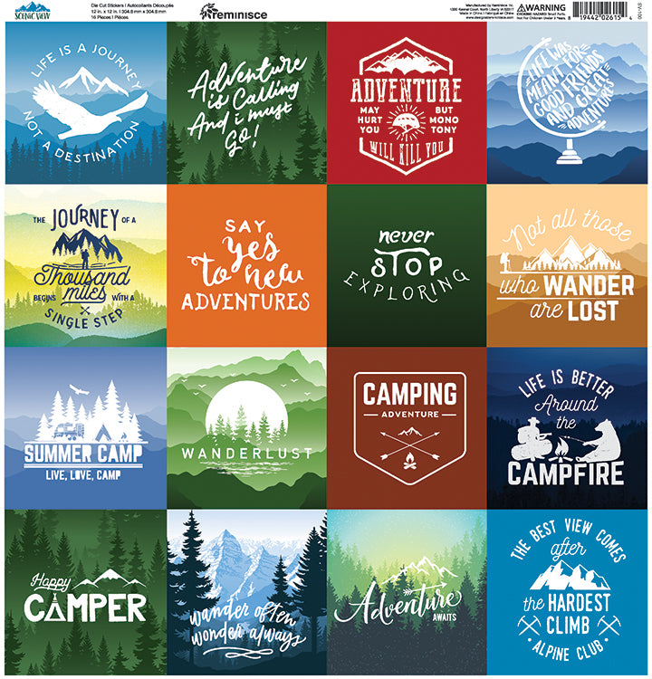 FAE21D5D-ED36-4C8F-A899-0952E45E3B83 Reminisce SCENIC VIEW 12"X12" DieCut Stickers 16pc - Image 1