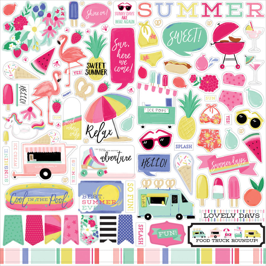 FB9C4C79-62A0-4320-9478-E45A61CC2F26 Echo Park BEST SUMMER EVER 12"x12" Element Sticker - Image 1