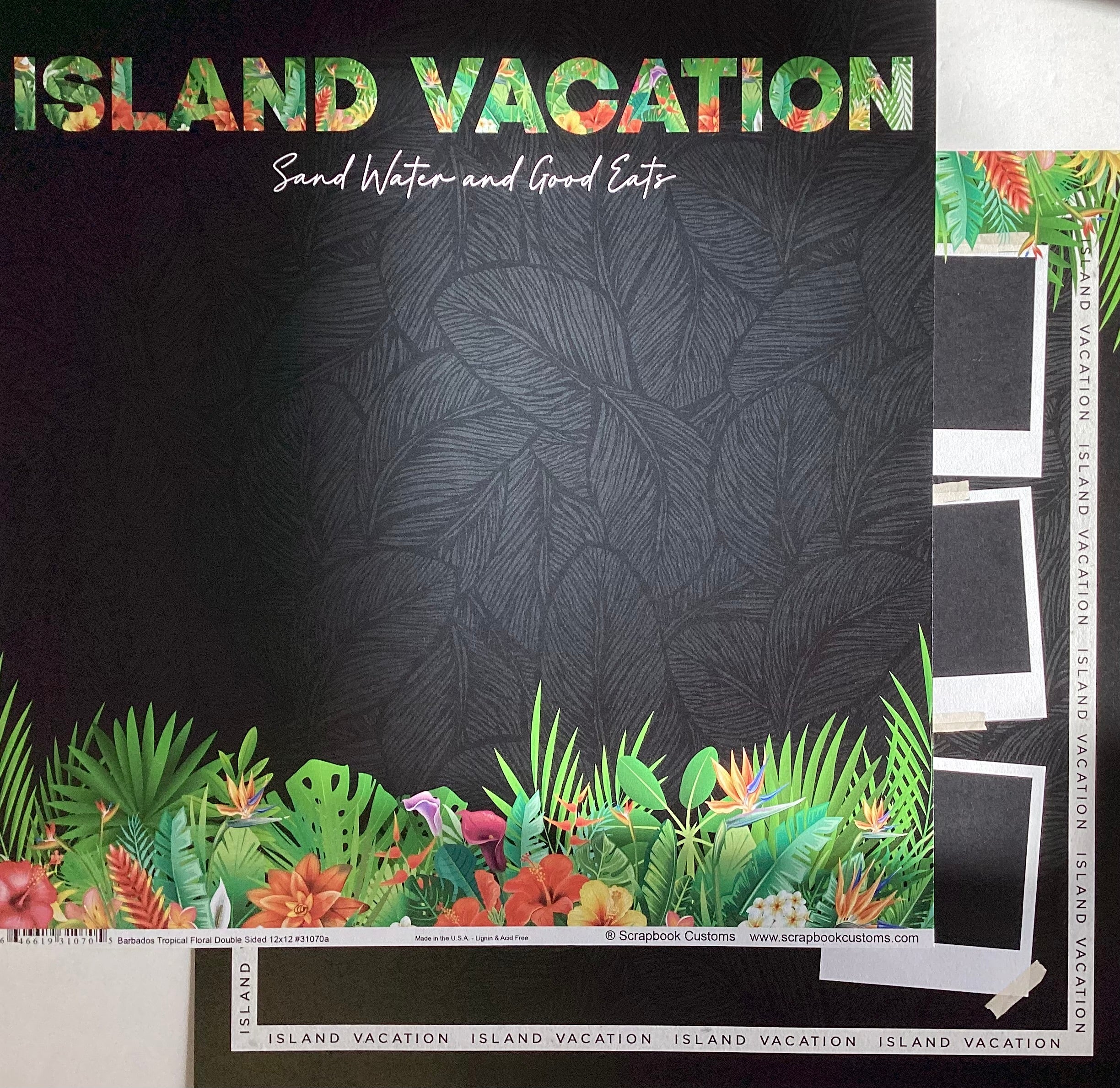 FBBA2EA9-E333-46C8-95F9-FA415F062B82 Scrapbook Customs ISLAND VACATION TROPICAL FLORAL 12X12 Scrapbook Paper - Image 1