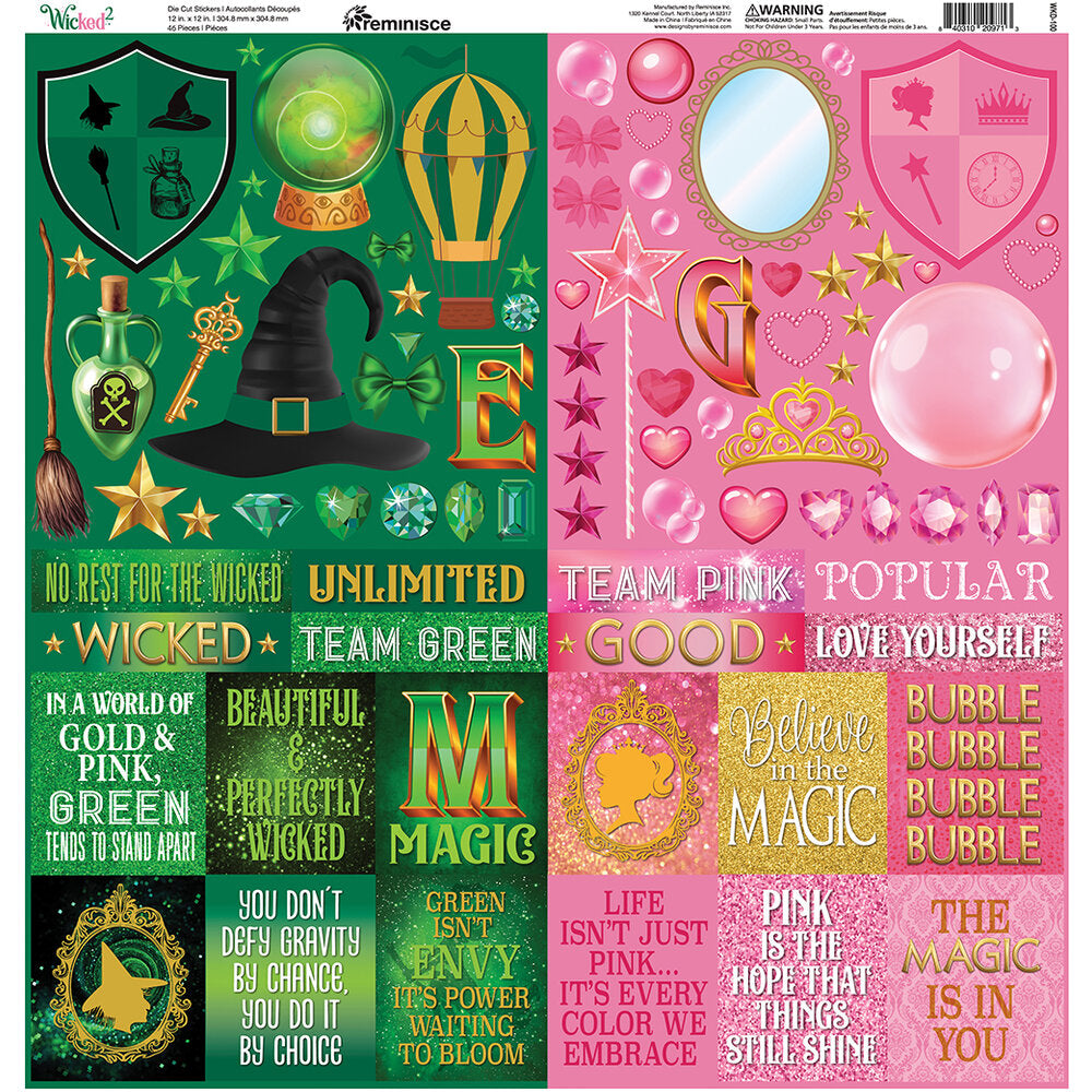 FCB8C79C-393D-4954-90C2-EE3BECCB4DEE Reminisce WICKED 2 12"X12" DieCut Stickers 88pc - Image 1