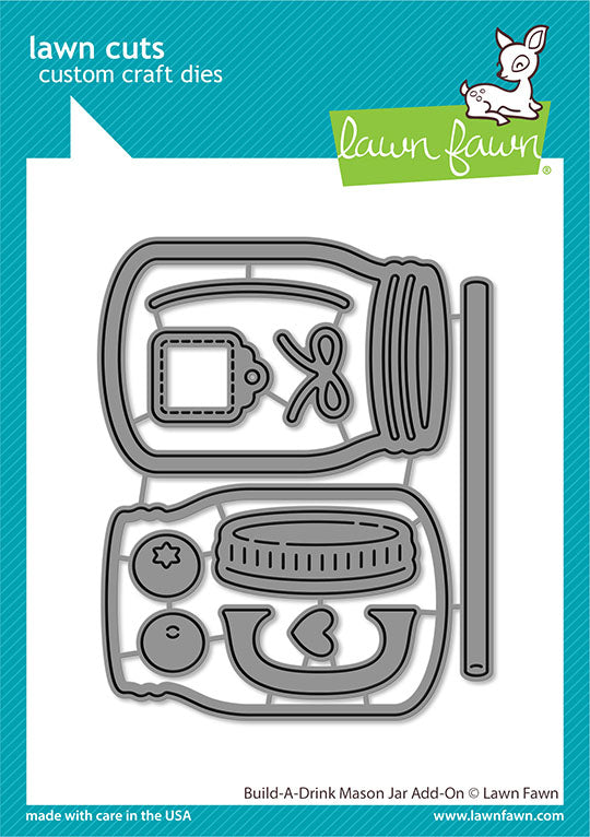 FD2836B7-13EF-4FAE-8CBB-1A500F538D83 Lawn Fawn Lawn Cuts BUILD A DRINK MASON JAR ADD-ON Custom Craft Dies 11pc - Image 1