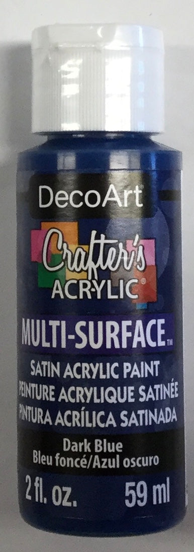 FD98915F-B22B-4F2E-815F-1D08CB3278B0 DecoArt Crafter's Acrylic DARK BLUE Multi-Surface Satin Paint 2oz - Image 1