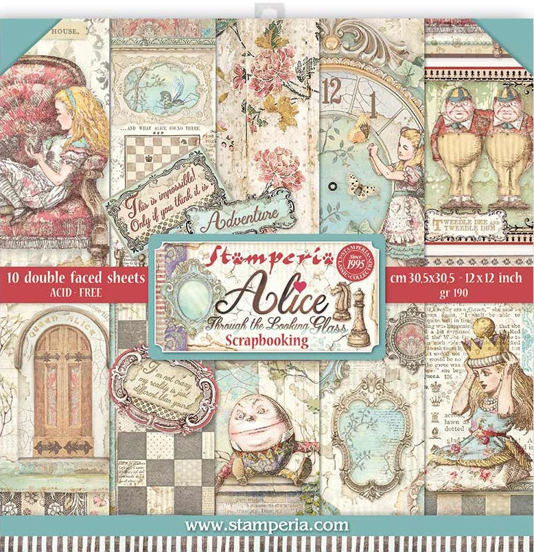 FDC41E28-1E0C-4357-BF81-CF50E57BD03E Stamperia Alice THROUGH THE LOOKING GLASS 12"X12" Paper Pack - Image 1