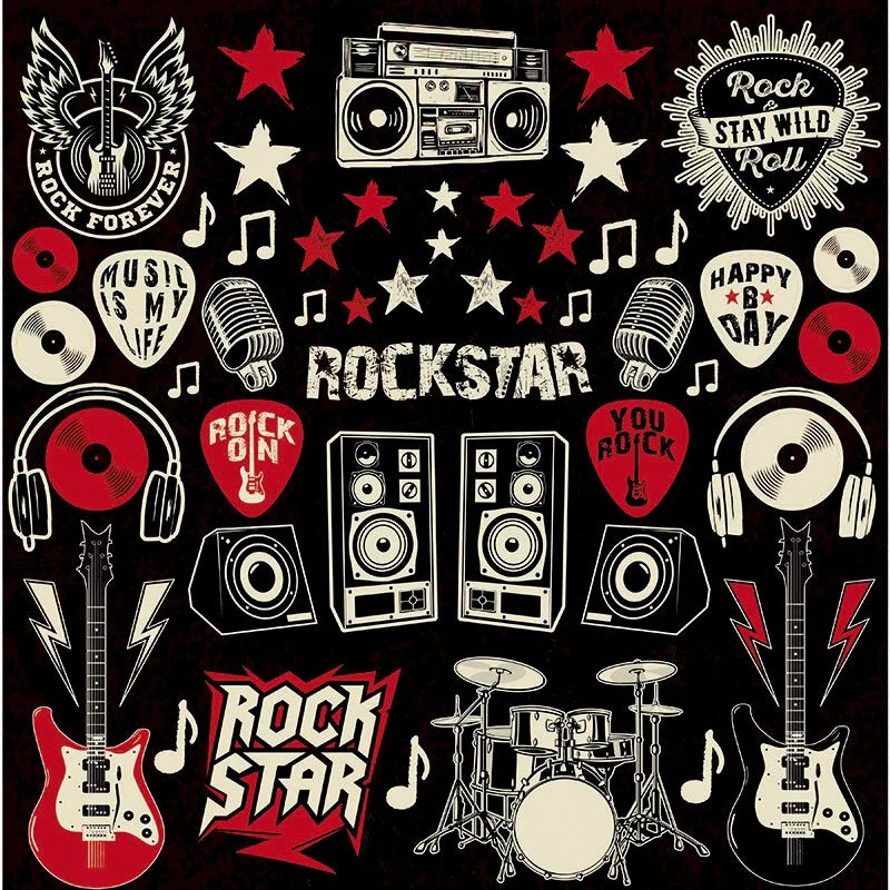 FE1AC787-F257-495A-BE54-A5B2C08489BB Reminisce ROCKSTAR 12"X12" DieCut Stickers 55pc - Image 1