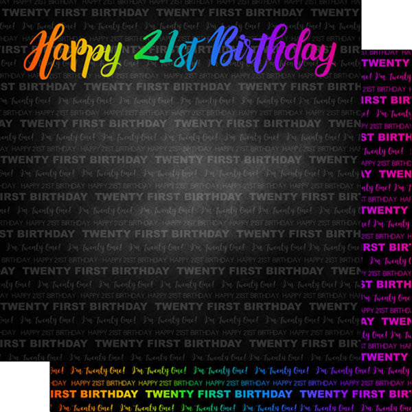 FEF3887F-2E8C-4F5F-A9AC-0D6FC503C8A8 NEON 21ST BIRTHDAY DS 12"X12" Scrapbook Paper - Image 1
