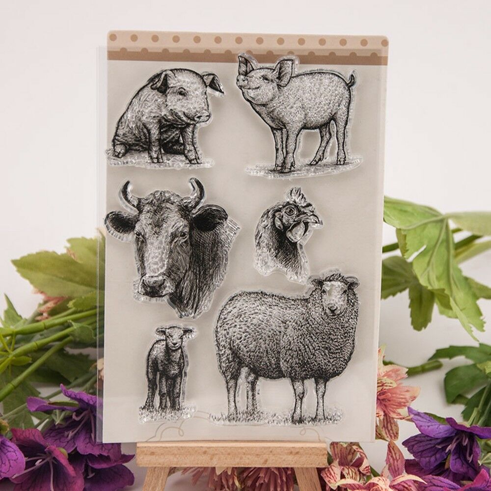 Farm_Animal_Stamps FARM ANIMALS Clear Acrylic Stamp Set 6pc - Image 1