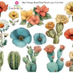 Scrapbooksrus VINTAGE ROAD TRIP Floral Laser Cut Outs 14pc