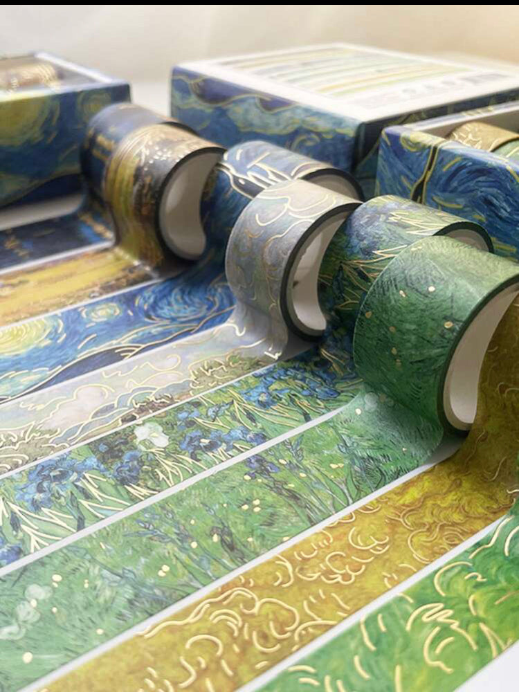 FullSizeRender_34d8a9c7-726c-4904-a303-46e94dd828d4 VAN GOGH Art Museum Starry Sky Oil Painting Washi Tape 8pc - Image 1