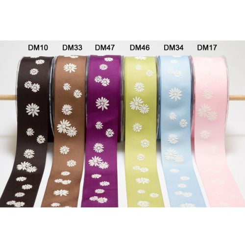 GROSGRAIN_DAISIES May Arts 1.5" GROSGRAIN DAISY DAISIES RIBBON 1 yard yd - Image 1