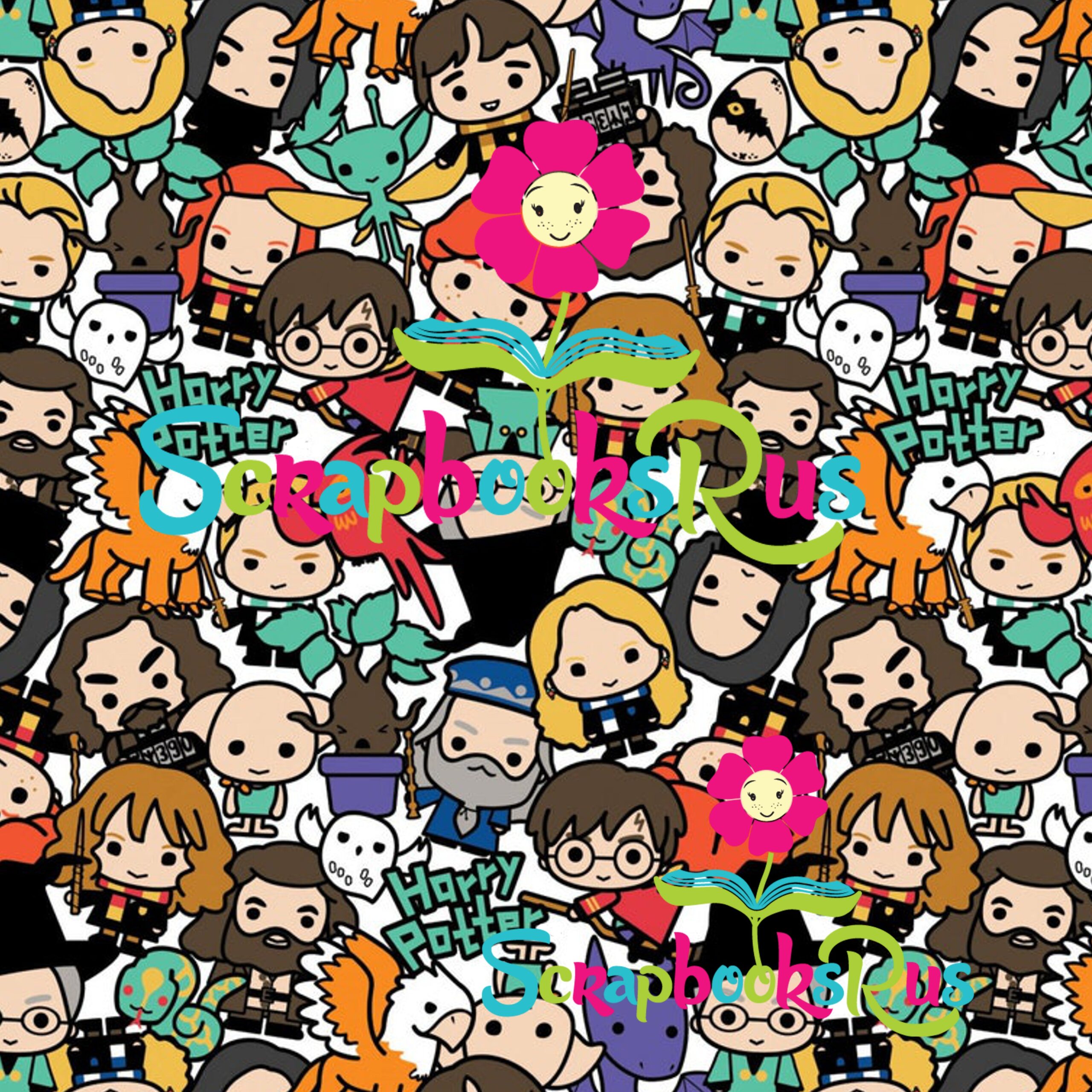 HarryPotterKawaiiCharactersScrapbooksrus Harry Potter KAWAII CHARACTERS 12"X12" Scrapbook Paper - Image 1