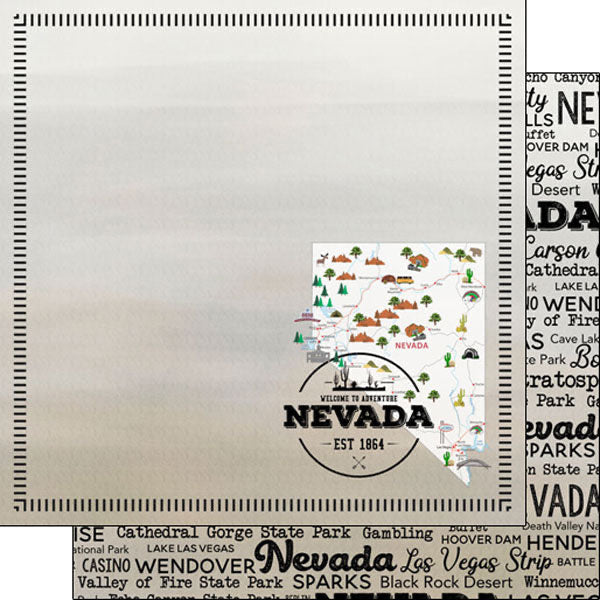 IMG-0196 NEVADA POSTAGE MAP 12"X12" Scrapbook Travel Paper - Image 1