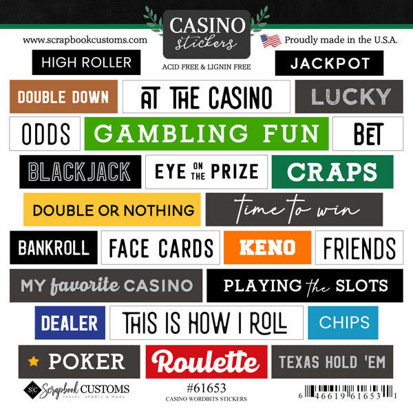IMG-0199_375f6405-1716-48f9-9d0b-31f988a9d80f Scrapbook Customs 6X6 CASINO WORDBITS STICKER 25pc - Image 1