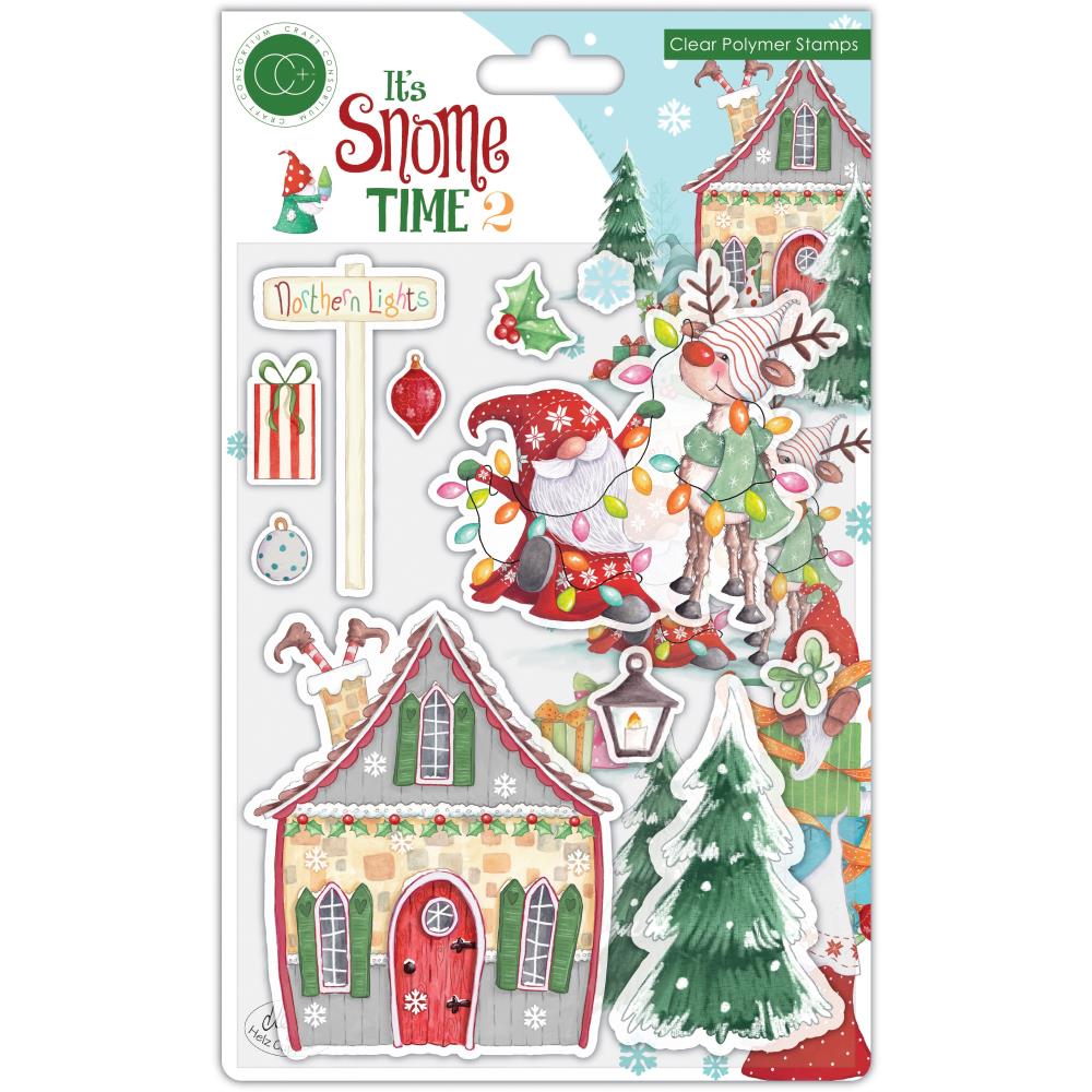 IMG-1569 Craft Consortium It’s Snome Time 2 NORTHERN LIGHTS Clear Polymer Stamps 11pc - Image 1