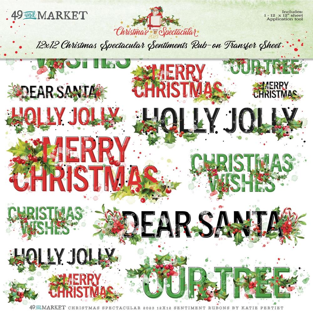 IMG-1623 49 and Market 12X12 CHRISTMAS SPECTACULAR SENTIMENT RUB-ON Transfer Sheet - Image 1