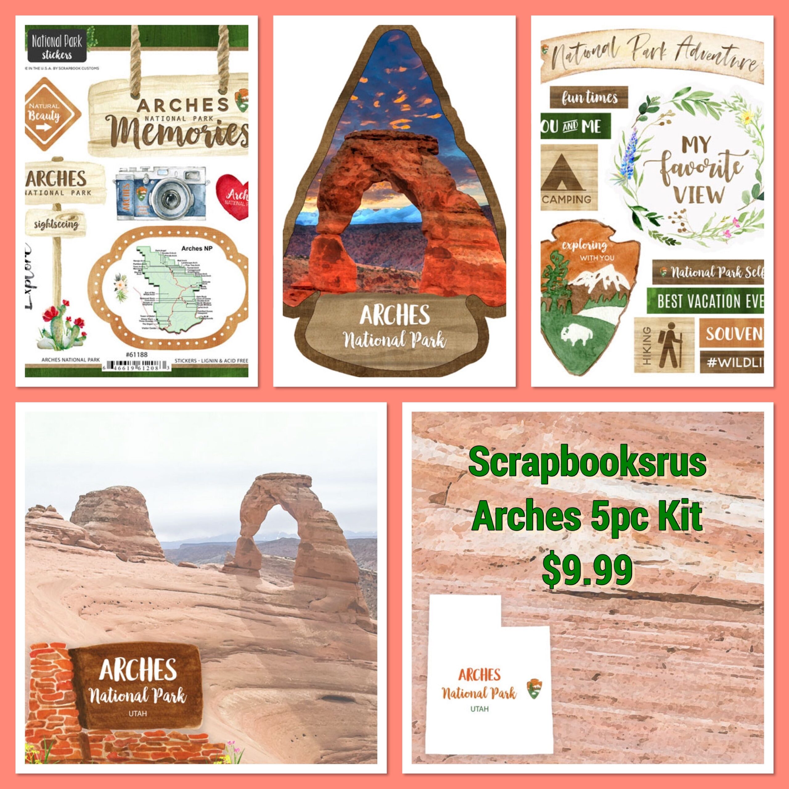 IMG-2551 ARCHES KIT Papers and Stickers 5pc National Park Utah - Image 1