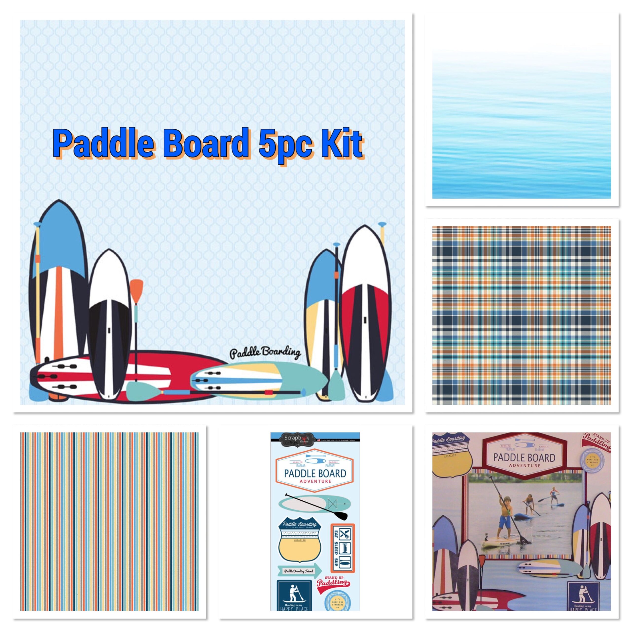 IMG-3905 Scrapbooksrus PADDLE BOARD KIT 12"x12" Scrapbook Paper Stickers 5pc - Image 1
