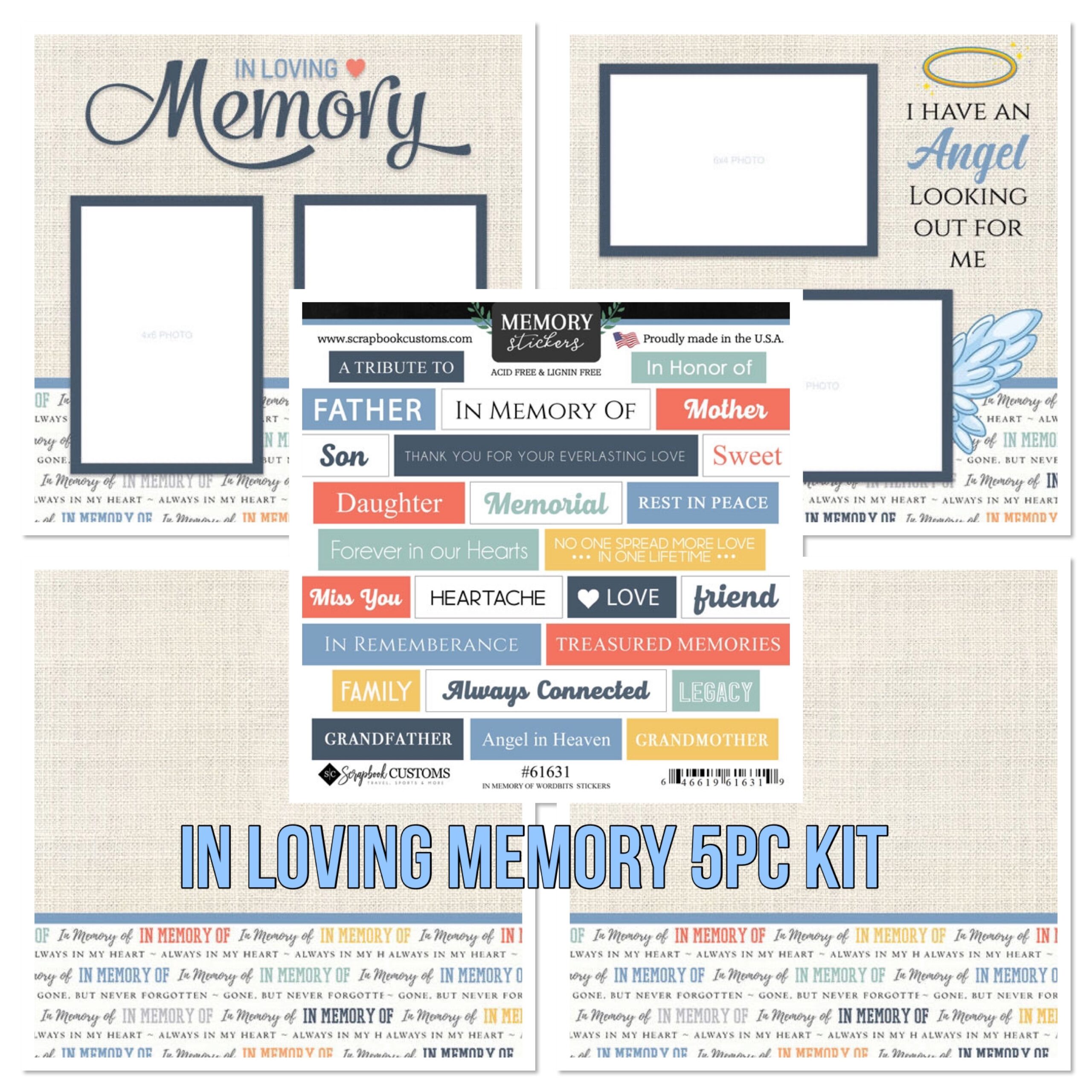 IMG-7615 IN LOVING MEMORY QUICK PAGE KIT 12X12 Scrapbook Paper Stickers 5pc - Image 1