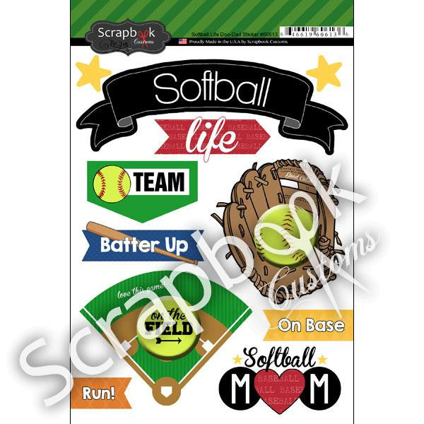 IMG_1107 Scrapbook Customs SOFTBALL LIFE Doo Dads Stickers 11pc - Image 1