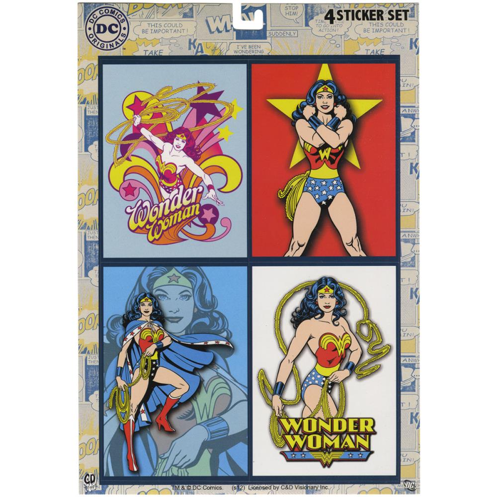 IMG_2443 DC Comics SandyLion WONDER WOMAN Stickers 4pc - Image 1