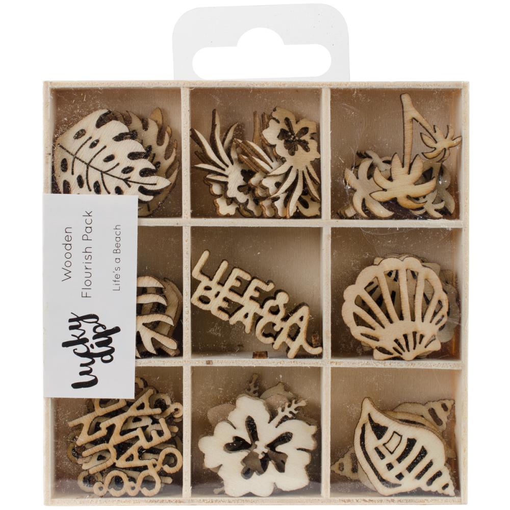 IMG_2467 Kaisercraft Lucky Dip LIFE'S A BEACH Wooden Flourishes 45pc - Image 1