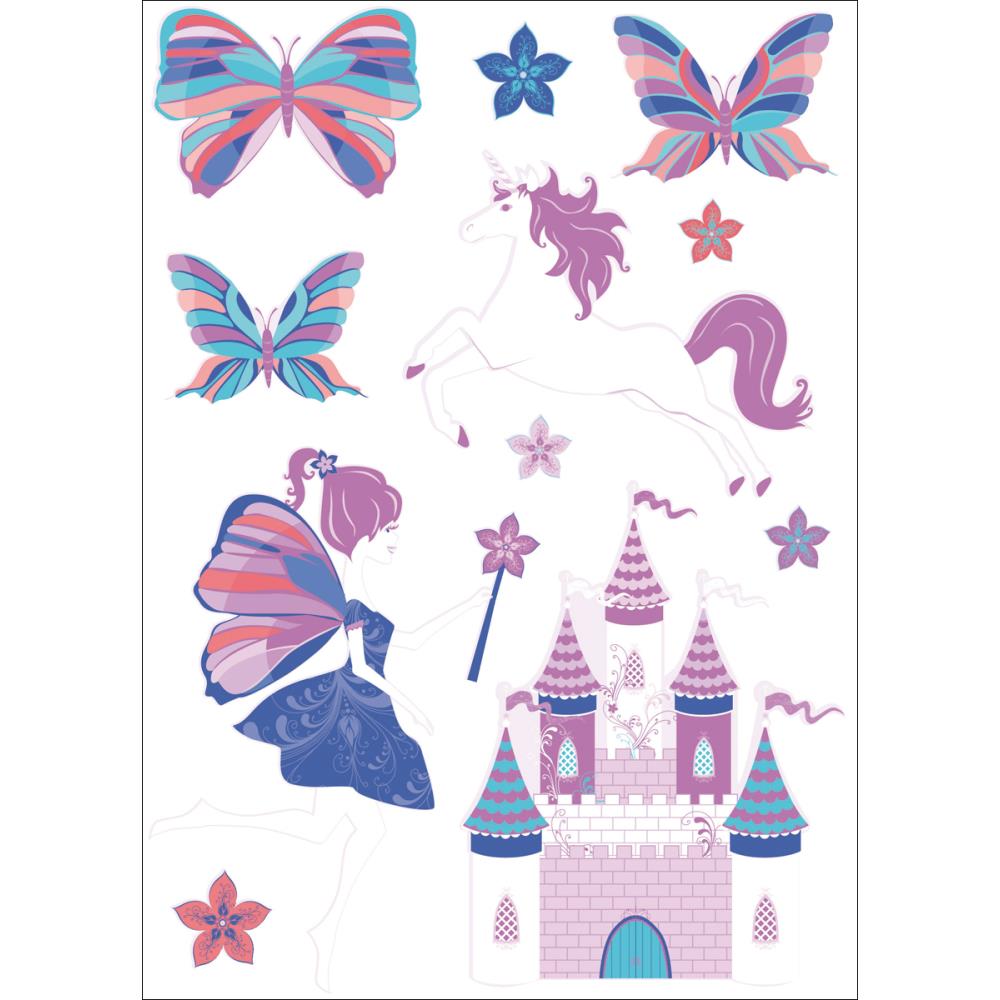 Magic_Happens_Printed_Chipboard Kaisercraft Printed Chipboard MAGIC HAPPENS Fairy Unicorn Castle - Image 1