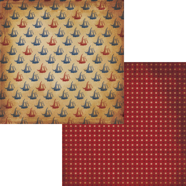 Nautical_Ship_Ahoy Moxxie Nautical SHIP AHOY 12"X12" Cardstock Paper Sheet - Image 1