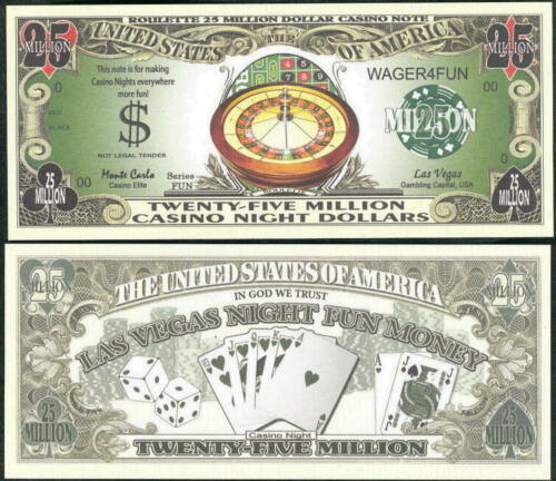 RouletteCasinoNight Paper Money ROULETTE CASINO NIGHT 25 Million Novelty Dollars - Image 1